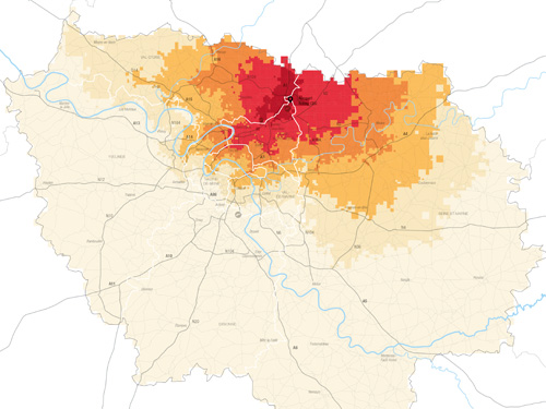 Temps de trajet en voiture vers Châtelet, La Défense, Roissy et Orly