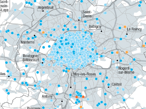 Les bornes de recharge en Île-de-France