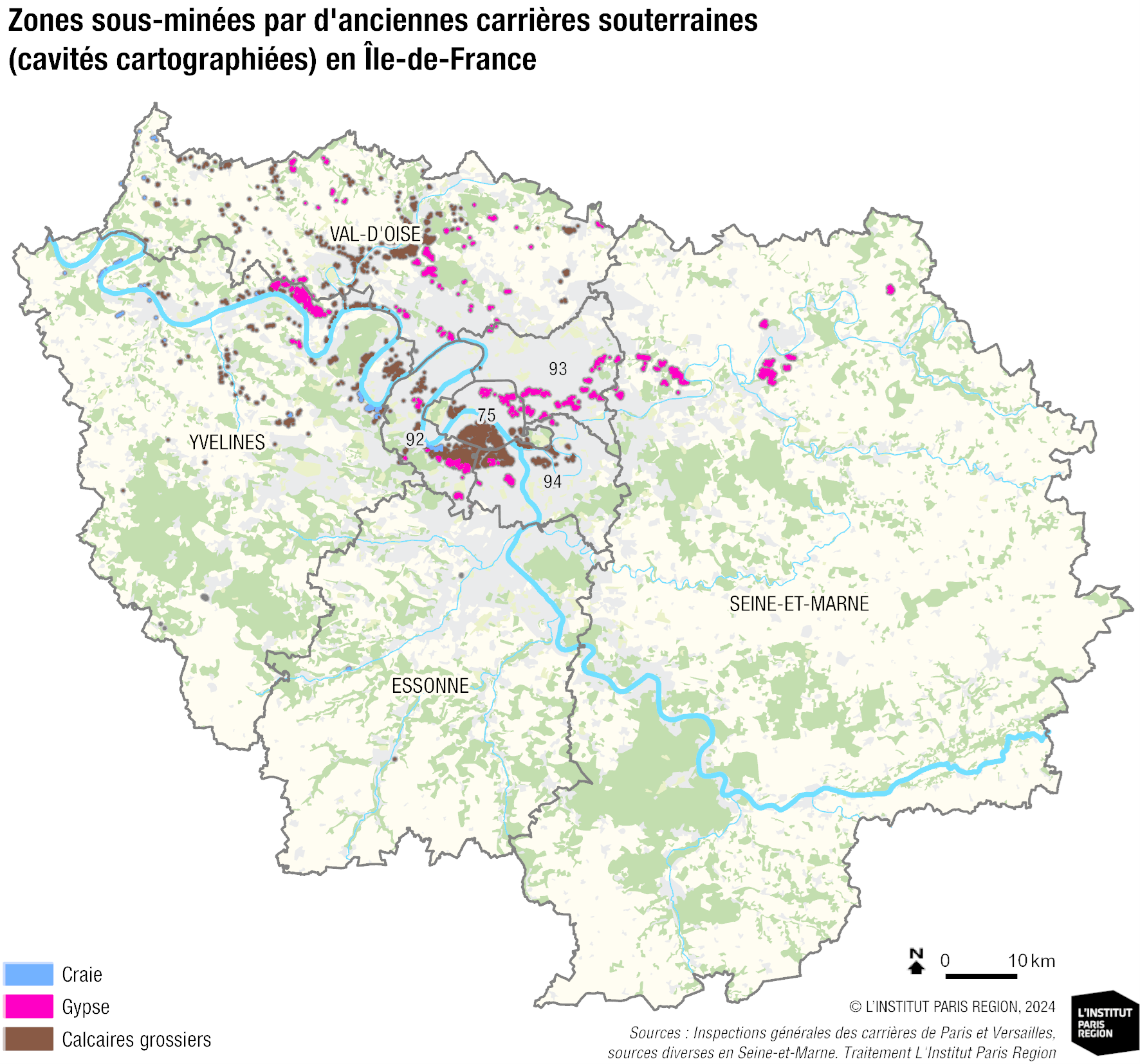 Carte régionale des zones sous-minées